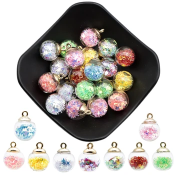 

10pcs Random Color Mixed 16x21mm Quicksand ButtonPlastic Button Shakers with Sequins DIY Jewelry Making,10Yc12102