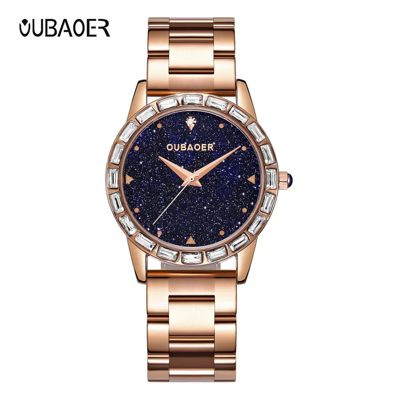 Швейцарские звездное небо часы женские модные часы Роскошные брендовые наручные часы из розового золота водонепроницаемые Relogio Masculino студентов - Цвет: OB2017-1