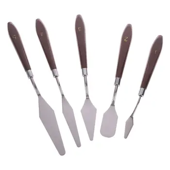 

5Pcs Stainless Steel Spatula Artist Oil Painting Shovel Art Paint Palette Spatula Mixing ScraperW91A