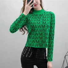 ##Special Price New Women Short Sweater Korean Fashion Casual Letter Print Long-sleeved High-necked Slim Female Sweaters Tops 2019 Autumn Winter ##Special Price New Women Short Sweater Korean Fashion Casual Letter Print Long-sleeved High-necked Slim Female Sweaters Tops 2019 Autumn Winter