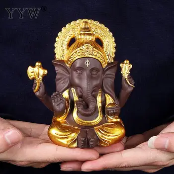 

Ganesha Gold Lord Buddha Statue Elephant God Sculptures Ganesh Figurines Ceramic Home Garden Buddha Craft Feng Shui Ornaments