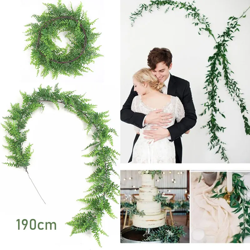 

Simulation Greenery Garland Arrangement Leaves Vine Artificial Persian Rattan Livingroom Fake Plant Romantic 1.9M Fashion