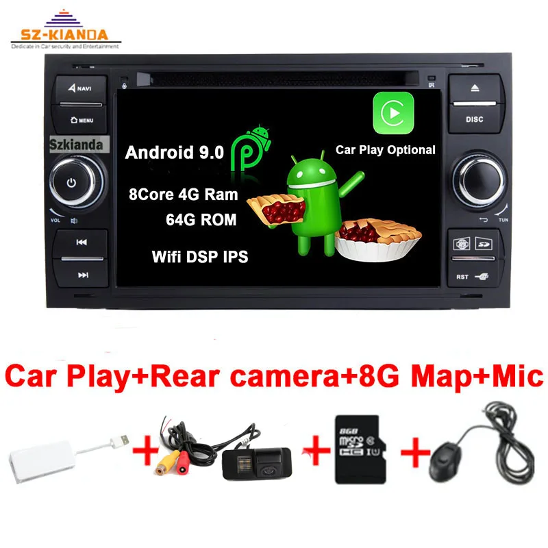 Автомобильный DVD-плеер с GPS Android 9 0 для Ford Mondeo Focus Transit C-MAX Fiesta Wi-Fi Bluetooth Авторадио