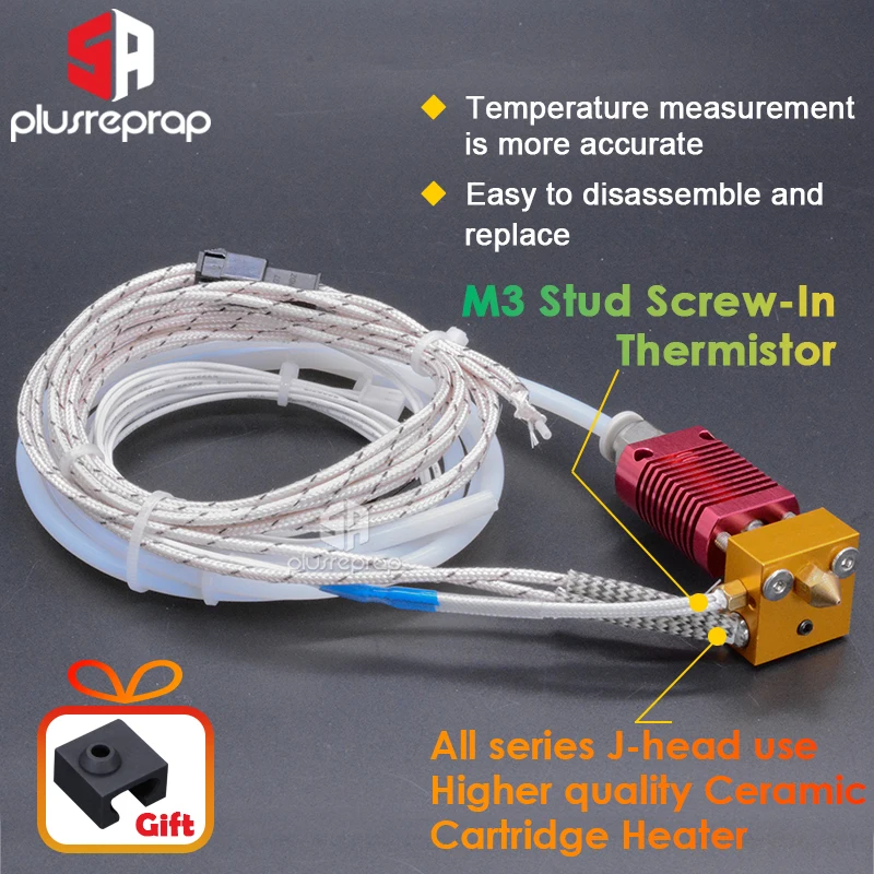 Jogo de Alumínio do Hotend para a Impressora 3d Ender Cr10 Cr10s 1.75 mm J-cabeça Bloco do Calefator Termistor Parte do Bocal de 0.4 mm - Imagem 2