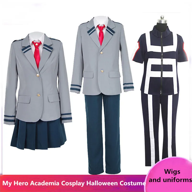 

Boku No Hero Academia AsuiTsuyu Yaoyorozu Momo School Uniform Set My Hero Academy Midoriya Izuku Cosplay Costume Wig and Sticker