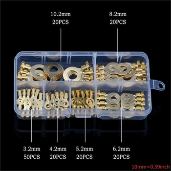 

150pcs Ring Type Gold Terminals Golden Brass Non-insulated Crimp Terminals Conne