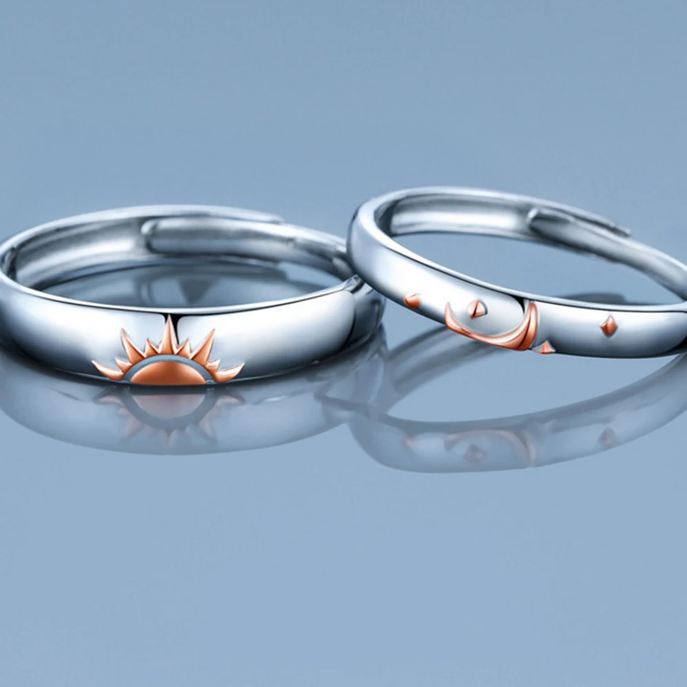 Buy the Silver Modern Love Couple Rings - Silberry