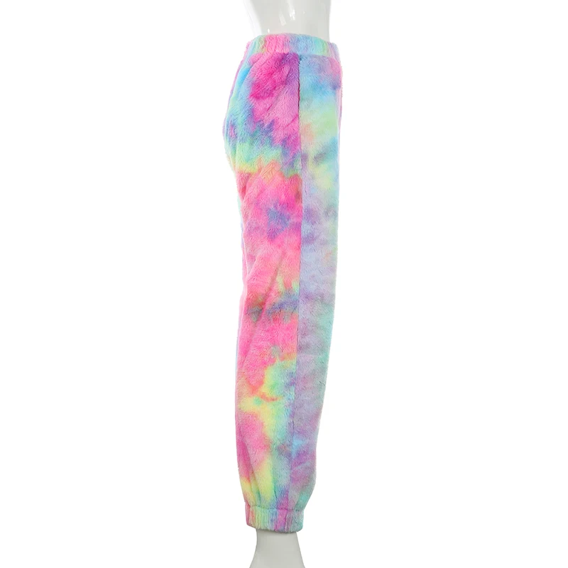 Rockmore Tie Dye меховые брюки Харадзюку женские джоггеры уличная одежда брюки свободные широкие брюки спортивные штаны Femme размера плюс