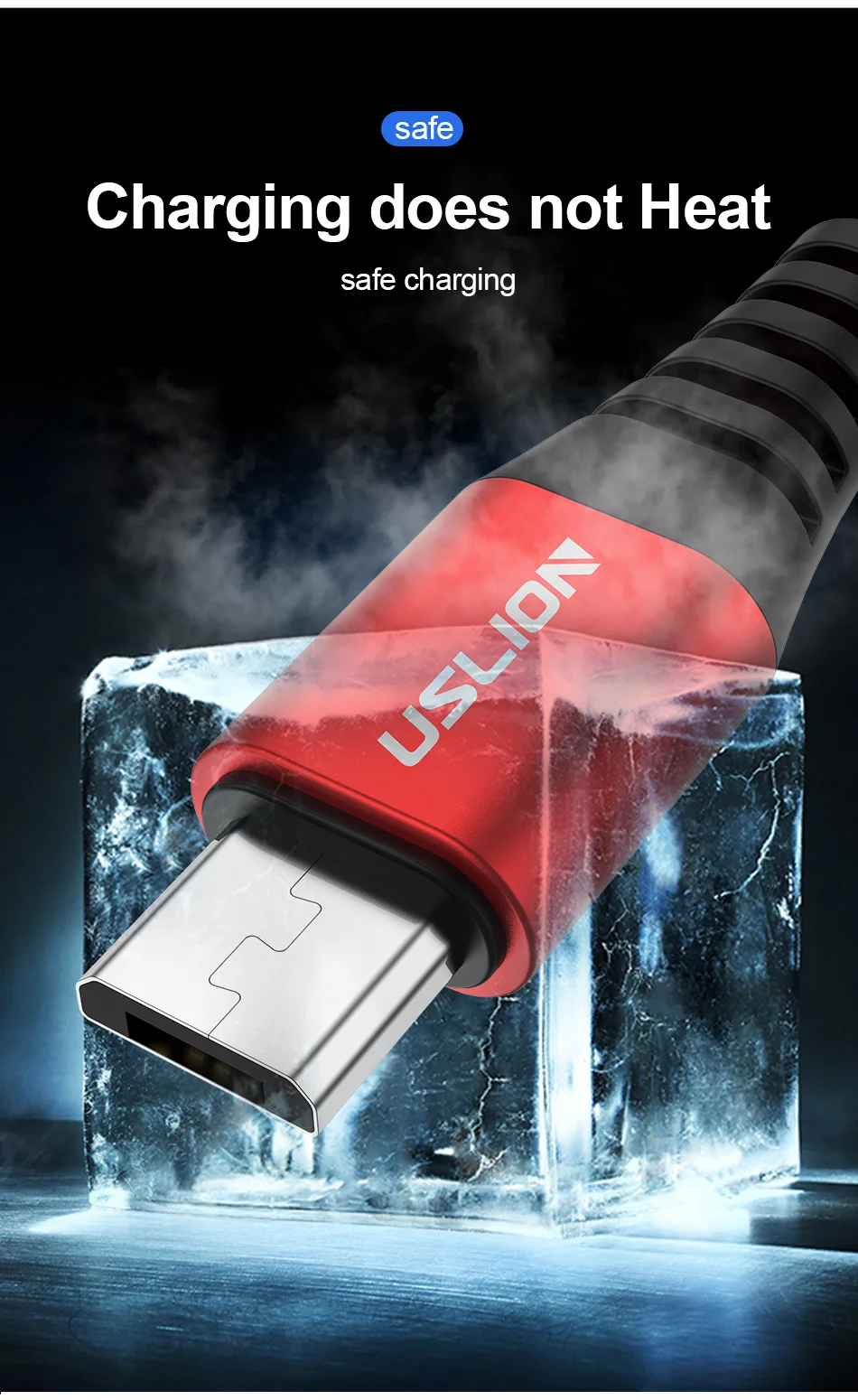 USLION Micro usb кабель 3A кабель для быстрой зарядки для samsung Xiaomi Android мобильный телефон Microusb зарядное устройство Usb кабель для передачи данных 2 м 1 м 25 см