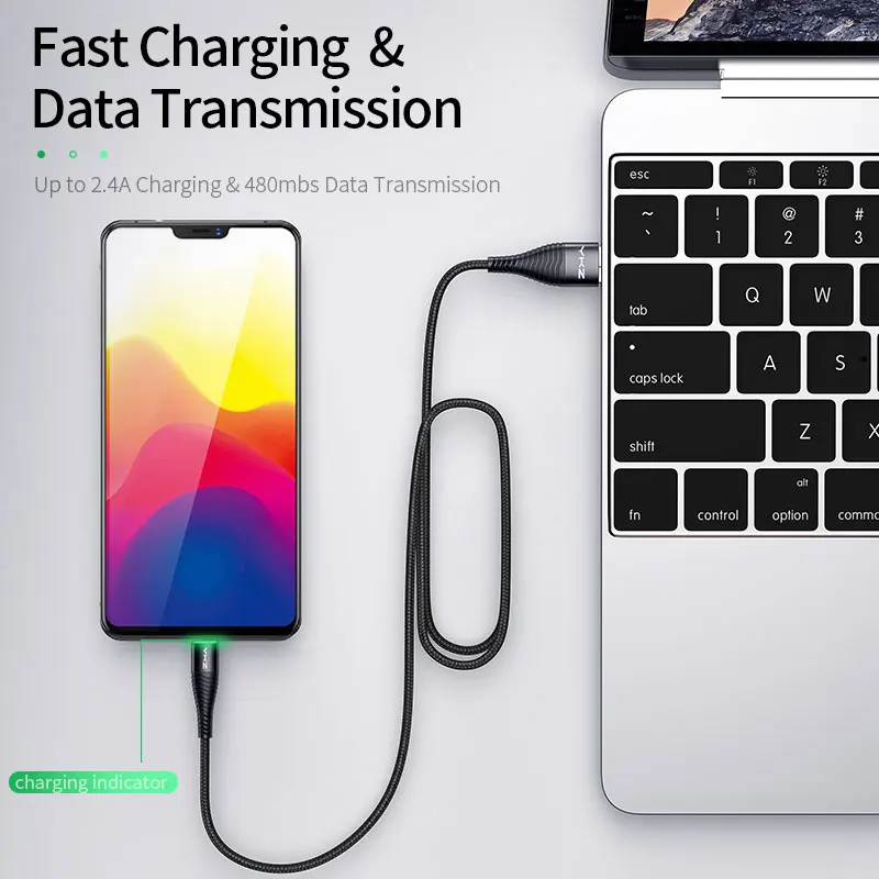 Кабель Micro USB YKZ 3 А со светодиодной подсветкой и поддержкой быстрой зарядки|Кабели