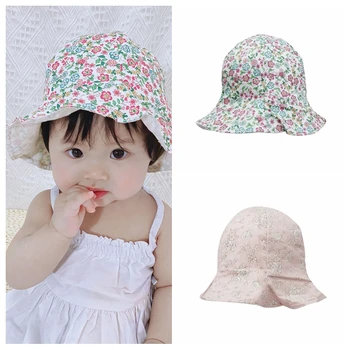 

Summer Outdoor Baby Hat Infant Girl Sun Hat Cotton Children Kids Floral Beach Cap Double Sided Bucket Hats