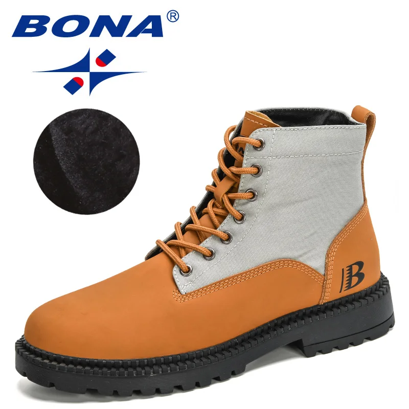 

BONA 2020 New Designers Nubuck Basic Boots Shoes Men Winter Fashion Plush Boots Man Brand Ankle Botas Classic High Top Footwear