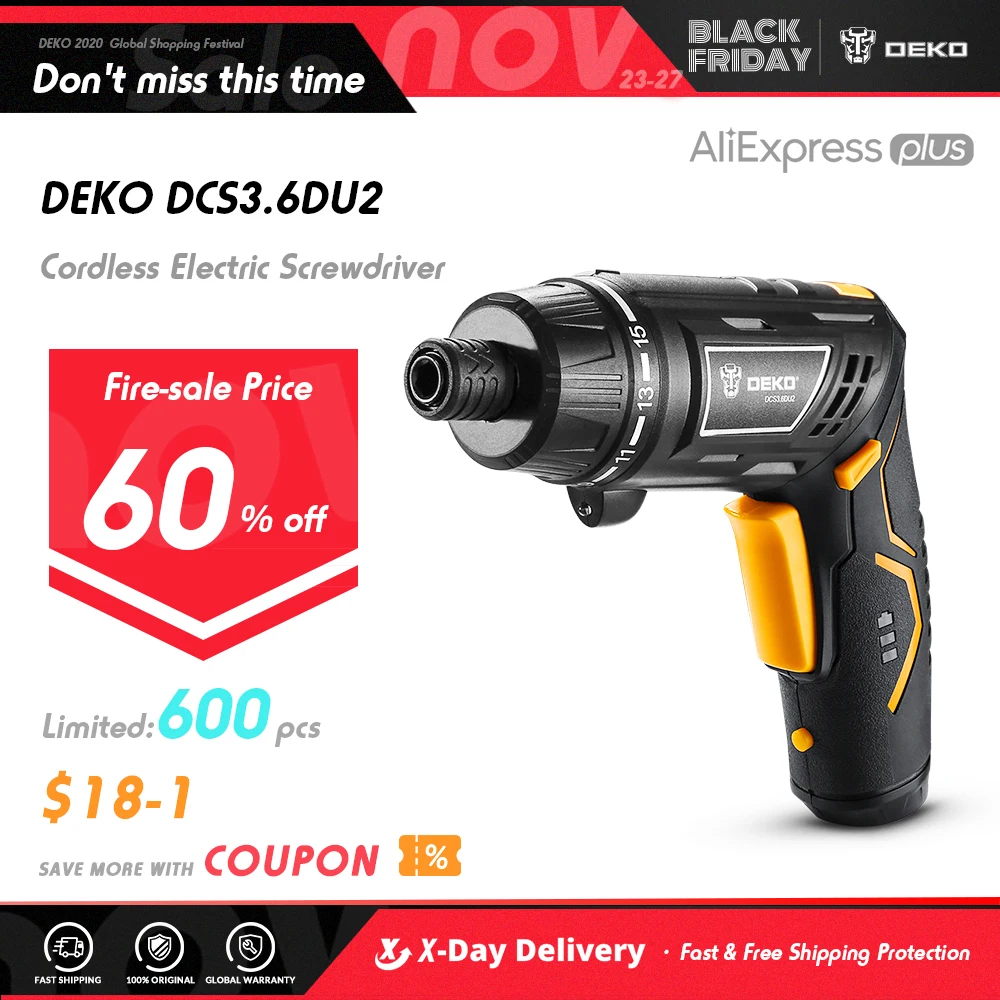 DEKO DCS3.6DU2 S2 Беспроводная электрическая отвертка перезаряжаемая скручивающаяся