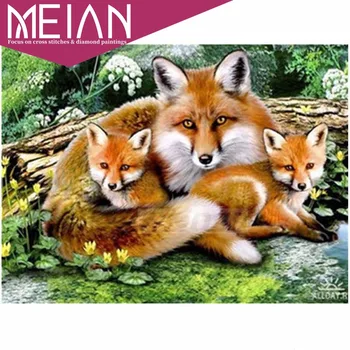 

2020 Meian Fox Diamond Painting Fox Cross Stitch Home Decor Diamond Embroidery Animal Picture Rhinestones Gift Handmade Wall Art