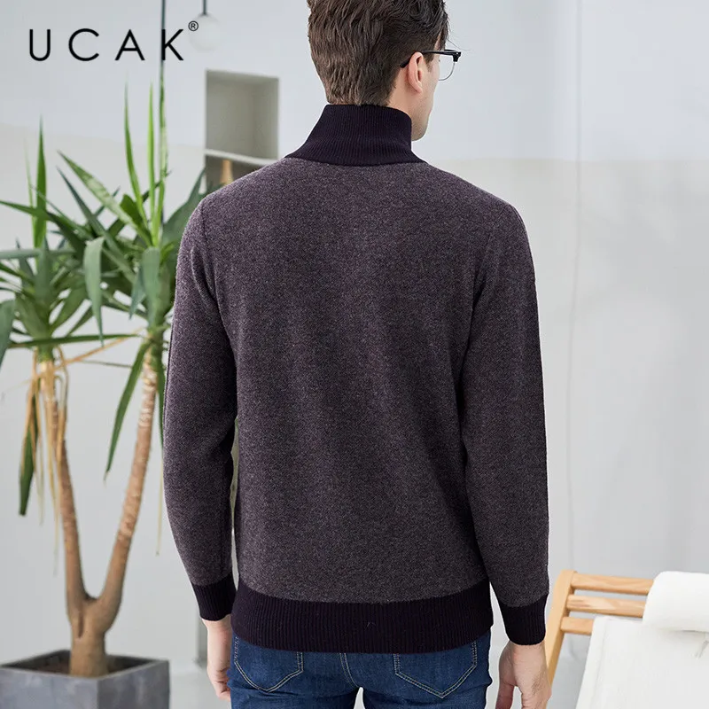 Discount UCAK Brand Sweater Men 2019 New Arrival Winter Casual Zipper Streetwear Pure Merino Wool Pullover Pull Homme Warm Sweater U3126