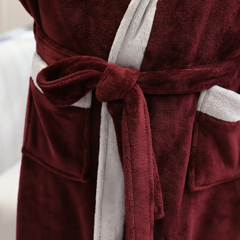 CYSINCOS зимний мужской банный халат с капюшоном фланелевый длинный банный халат мужской удобный серый длинный домашний теплый халат Tmall