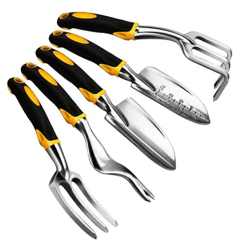 

5 Piece Gardening Tools Set Including Trowel Transplanted Cultivator Weedier Weeding Fork Garden Tools with Heavy Duty Cast-alum