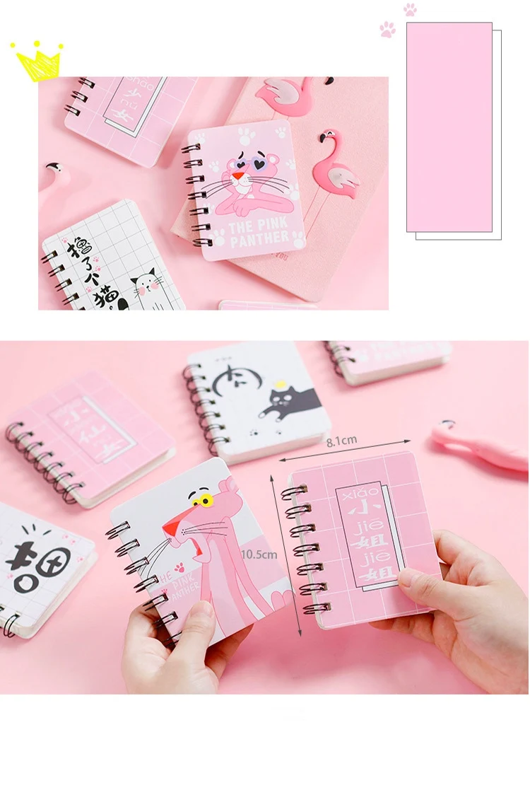 Book Stationery Student Notebook Portable Mini Notebook Cute Small Book Kawaii Pink Panther School Birthday Gift Supplies