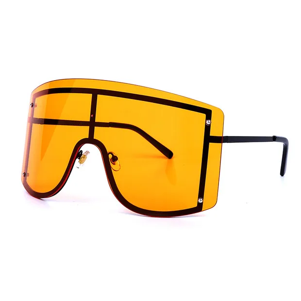 Модные негабаритные синие желтые градиентные солнцезащитные очки для женщин Роскошные брендовые дизайнерские красные металлические женские солнцезащитные очки без оправы - Цвет линз: 2