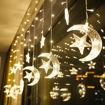 

Moon Star Lamp LED Lamp String Ins Christmas Light Decoration Holiday Lights Curtain Lamp Wedding Neon Lantern Ramadan EId Decor