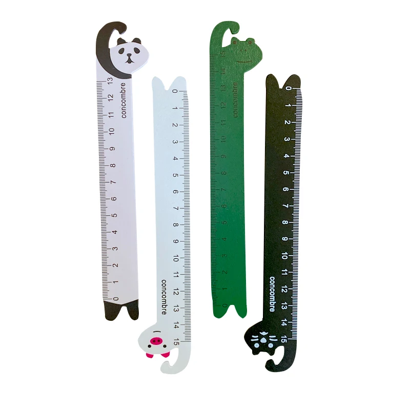 1pcs 15cm Ruler Wooden Student Stationery Measuring Ruler Frog Panda Animal Birthday Gift Reward Drawing Tool School Supplies