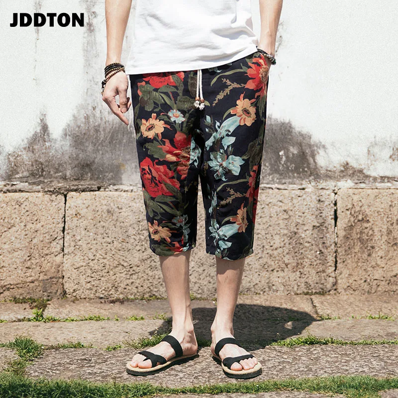 JDDTON мужские новые ретро свободные шорты с принтом пляжные спортивные Шорты повседневные традиционные японские шорты с цветочным принтом укороченные брюки JE022