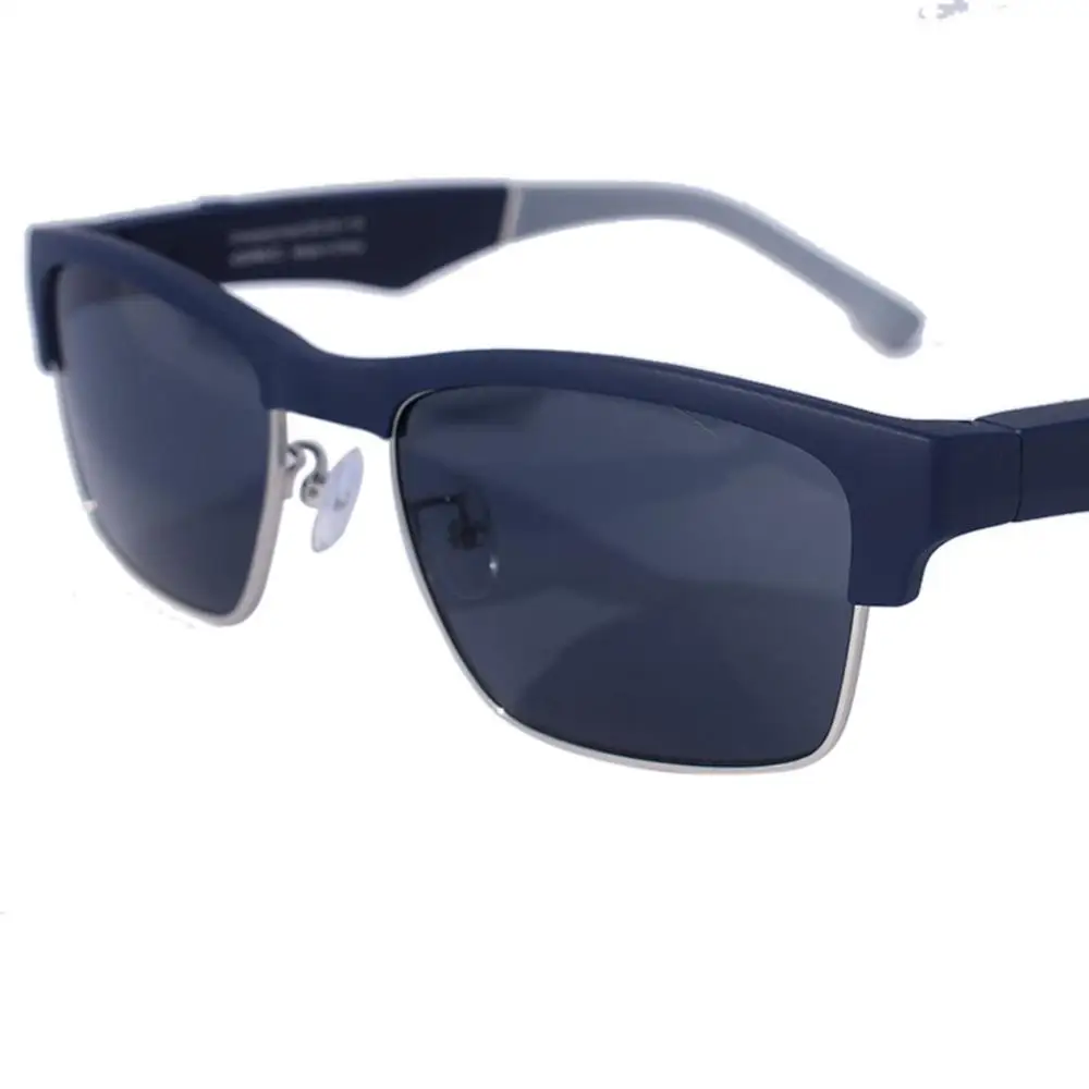 Blue and gun color Polarized Sunglasses Bluetooth Bone Conduction Headset Glasses Health Sport Wireless Headphones with Microphone - Цвет: Blue and gun color
