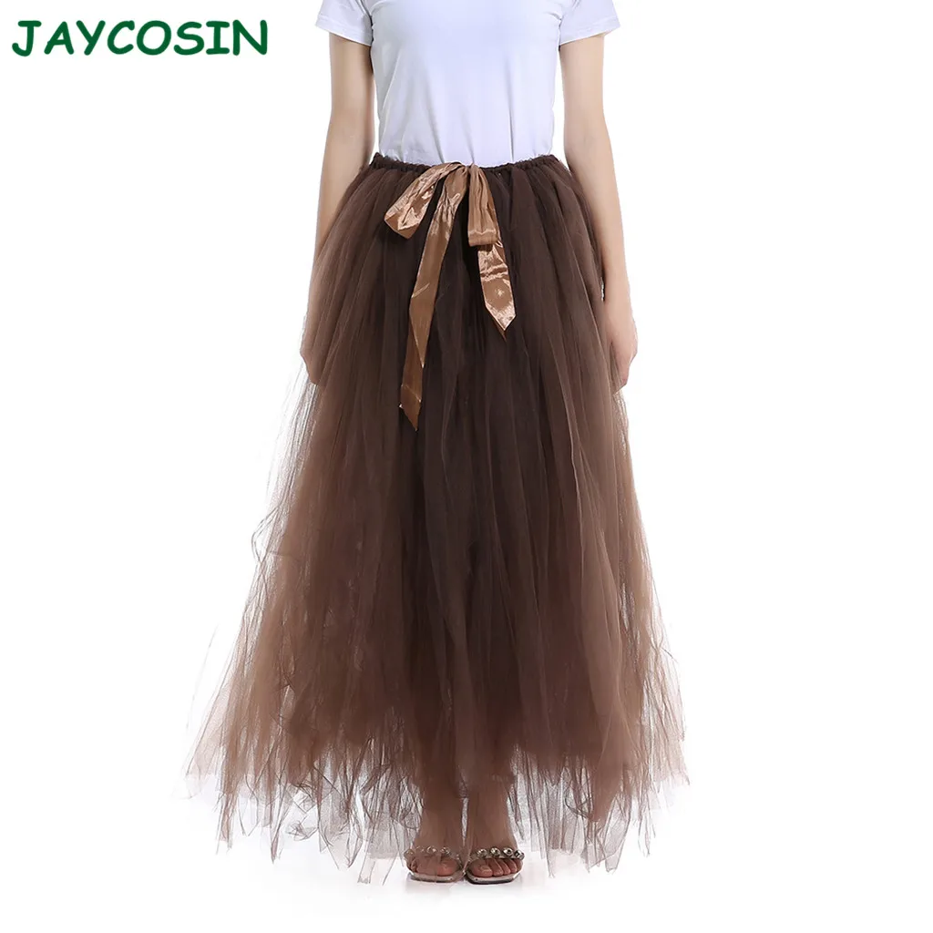 JAYCOSIN Одежда Женская Весенняя Сексуальная Асимметричная плиссированная длинная юбка женская модная однотонная газовая юбка-пачка принцессы из сетчатой ткани для танцев 1202