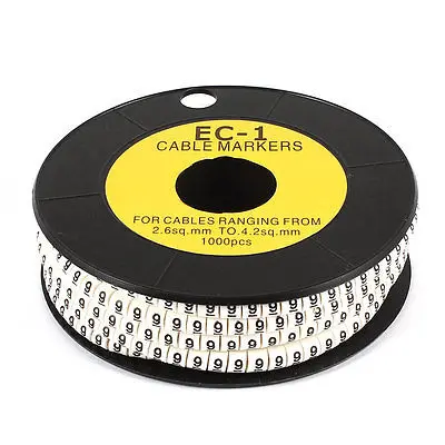 

1000 Pcs EC-1 PVC Cable Markers Labels Arabic Numerals 9 for 2.6-4.2mm2 Wire