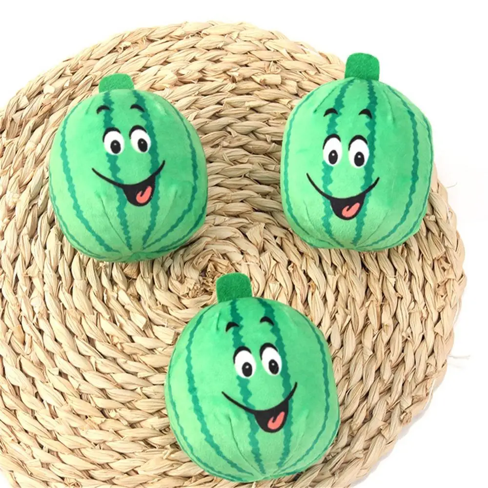 

Cute Cartoon Plush Watermelon Dog Chew Squeak Toys Pet Interative Toy Puppy Cat Teeth Clean Molar Squeaking Toy Ball Pet Supply