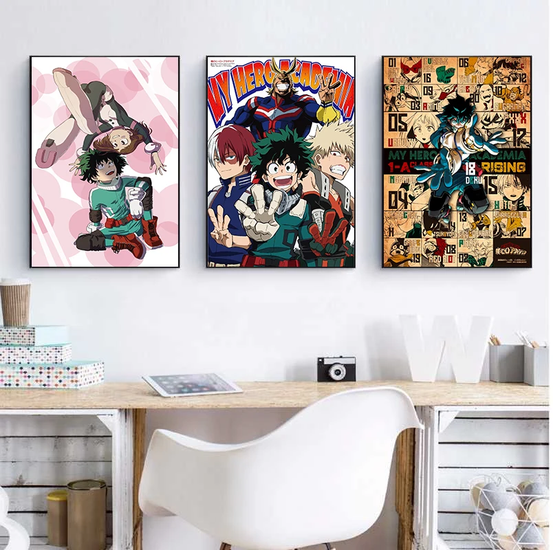 

Japanese Anime My Hero Academia Anime White Coated Paper Posters Kids Room Living Art Home Wall Decor Picture