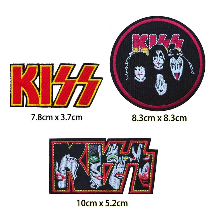 100 шт. текстовый значок KISS Band вышитый Железный На пластыре музыка панк эмблема на