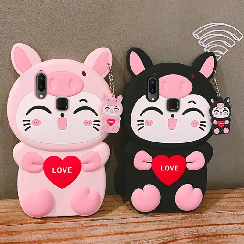 Чехол для Vivo V9 Y85 3D Мягкий силиконовый чехол с изображением влюбленной кошки