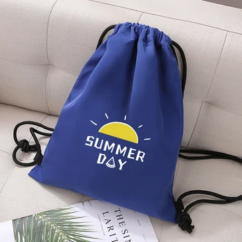 

Fashion Summer Days Printing Waterproof Drawstring Bag Draw Pocket Backpack High Capacity Durable Student Boys Girls School Bags
