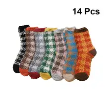 7 пар толстых носков из кораллового флиса теплые толстые носки-тапочки Пушистые Носки для сна для взрослых женщин