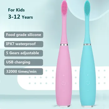 

Children's Electric Toothbrush USB Rechargeable Silicone Toothbrush Waves Automatic Soft Brush Oral Care Cleaning For Kids
