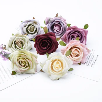 

6 Pieces 7CM roses head scrapbooking Bridal brooch home decoration accessories diy gifts candy box artificial flowers wholesale