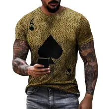 

Hot Sales Men T-shirt Playing Card Print Quick Dry Summer Round Neck Short Sleeve Shirt for Dating