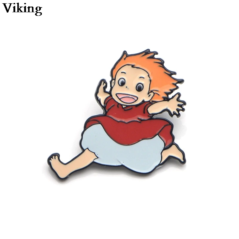

1Pcs Ponyo on the Cliff Badge Cartoon Enamel Brooches Cute Badges Collar Pins Backpack Shirt Brooch Gift For Kid Women Men G0389