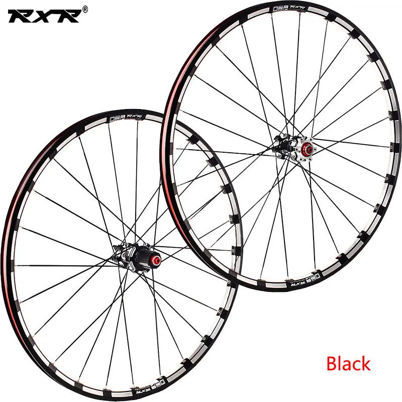 RXR 26/27. 5/2" MTB колесная карбоновая ступица дисковый тормоз 5 подшипников комплекты колес для велосипеда горный велосипед 7-11Speed через ось/QR MTB колеса - Цвет: 26-Black-Thru Axle