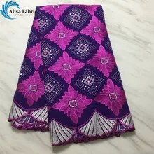 Нигерия ажурная ткань; с Стразы высокое Качественный хлопок кружева ткани с кружевной вышивкой и декоративные камни для одежды