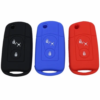 

2 Button Silicone Rubber Flip Car Key Case Cover Set For Ssangyong Actyon Kyron Rexton
