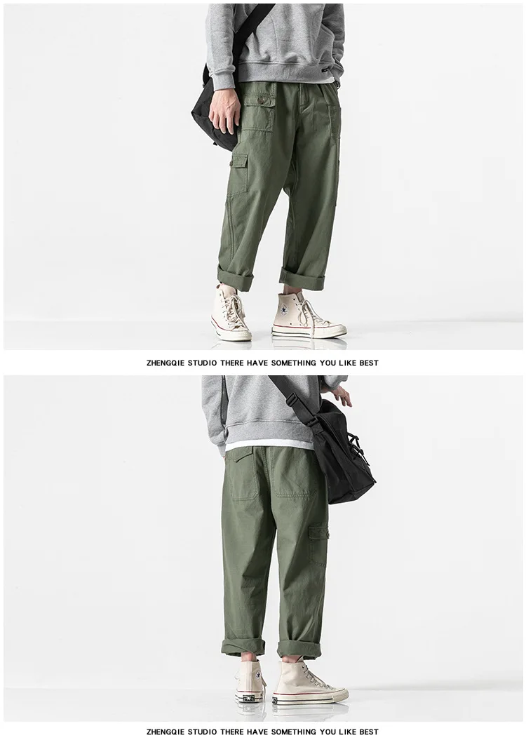 Nanxia Qiaozhuang Spring New Style Bib Overall Men's May Kaji Loose-Fit Straight-leg Pants American-Style Multi-pockets Tro