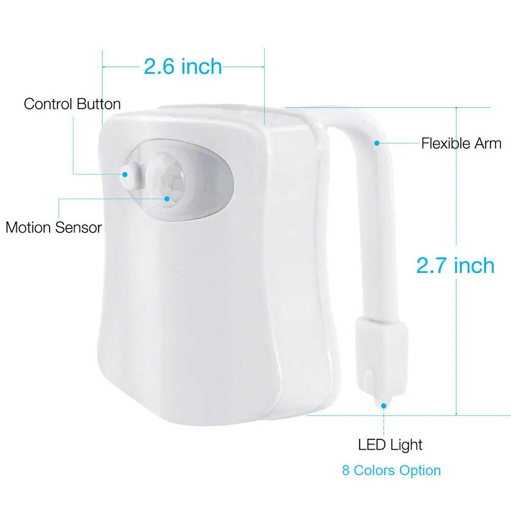2X PIR Motion Sensor Toilet Seat Night Light Waterproof Backlight For Toilet Bowl LED Luminaria Lamps Toilet Light