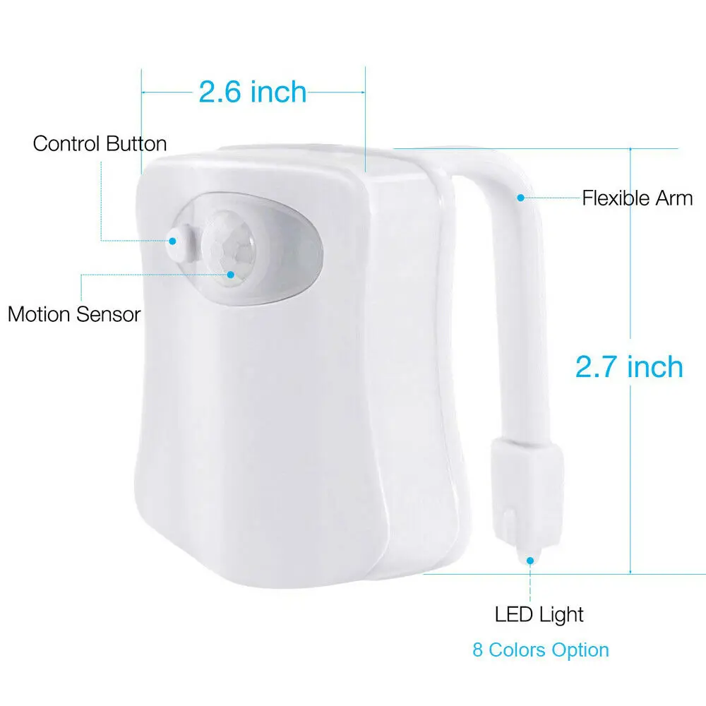8 Colors Smart Toilet Seat Night Light PIR Motion Sensor Waterproof Toilet Light Backlight For Toilet Bowl Bathroom Washroom