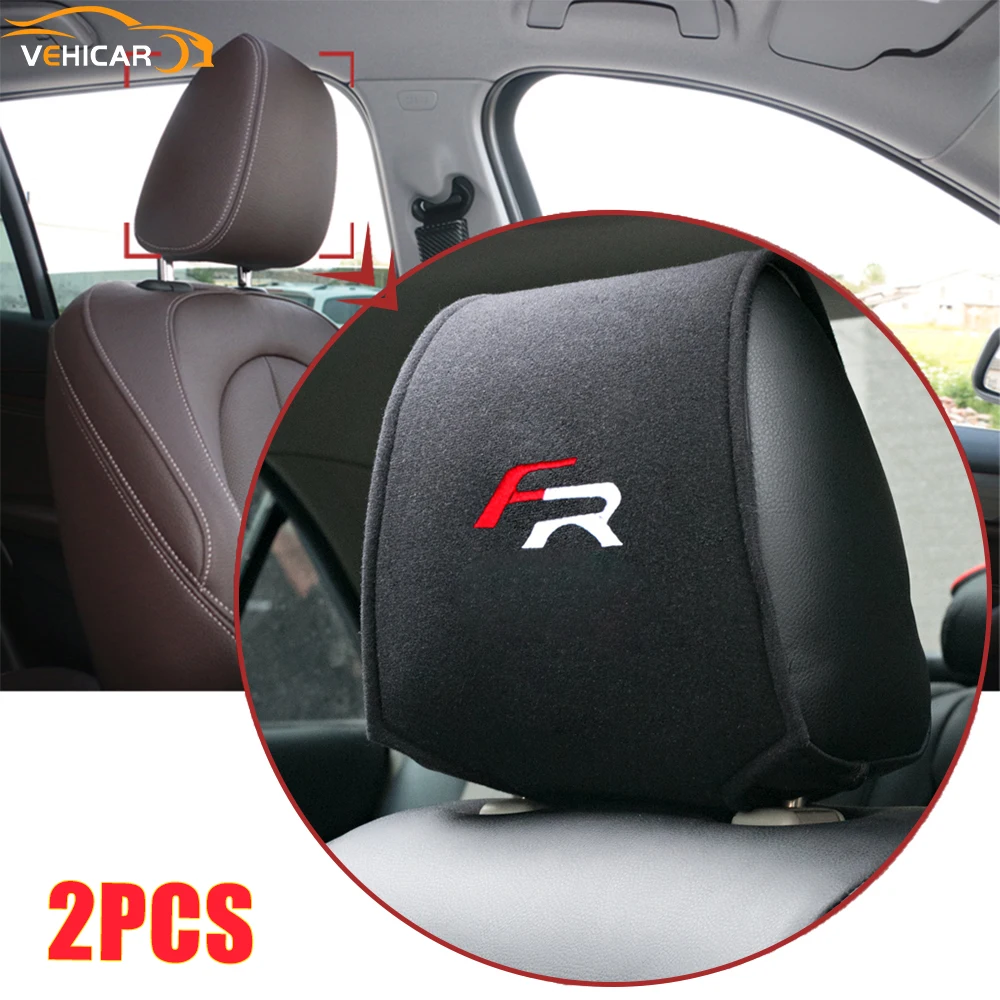 Vehicar 2pcs Car Embroidery Logo Seat Headrest Cover Fit For Seat Fr