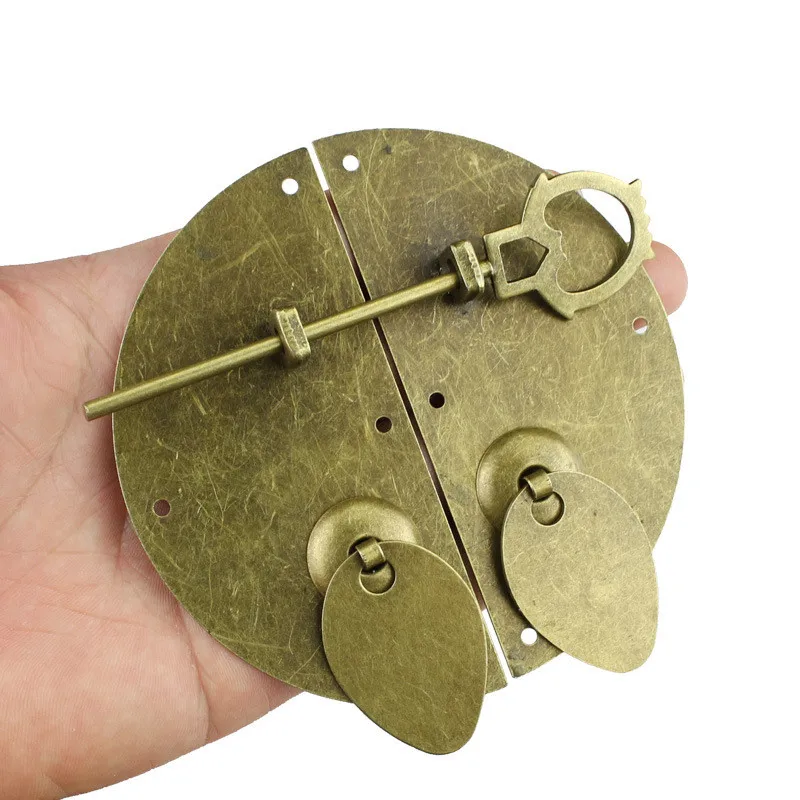 Round Furniture Antique Handle Locks Crafts Wooden Box Buckle Drawer Handle Lock Furniture Hardware Accessories