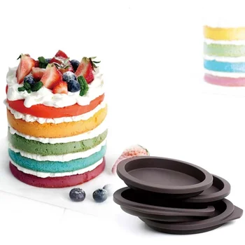 

4PCS Round Silicone Mold Safe 4 Inch Multifunctional Baking Plate Cake Mold for Craft Chocolate