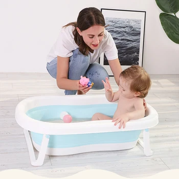 

Newborn Baby Folding Bath Tub Portable Children Large Size Non-Slip Safe Bathtub Infant Shower Bath Pad Baby Shower Soft Pillow
