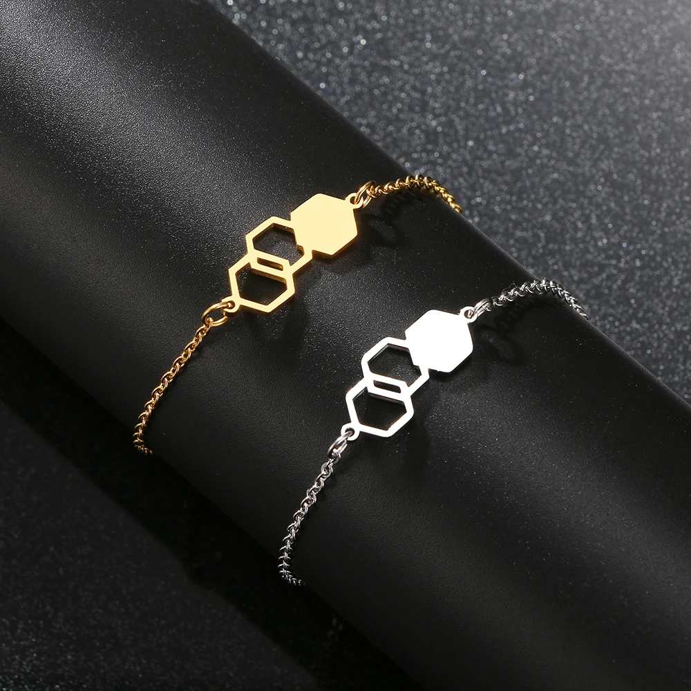 Stainless Steel Bracelets Minimalist Chemical Molecules Fashion Chain Fine Charm Bracelet - Image 5